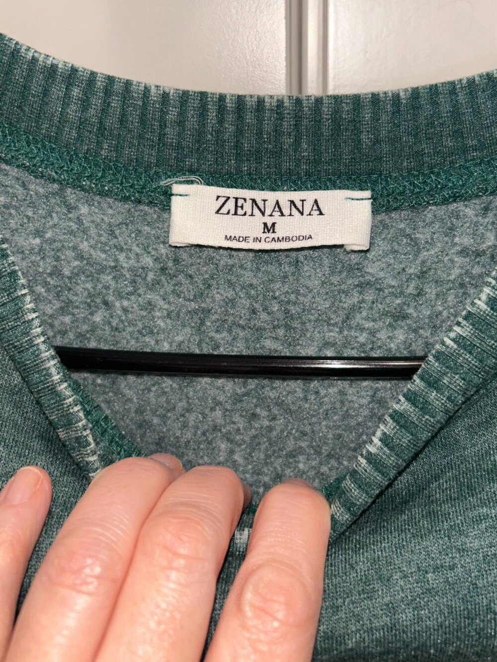 Zenana Dk Green Mineral Washed Crew Neck Sweatshirt - Picture 3 of 9